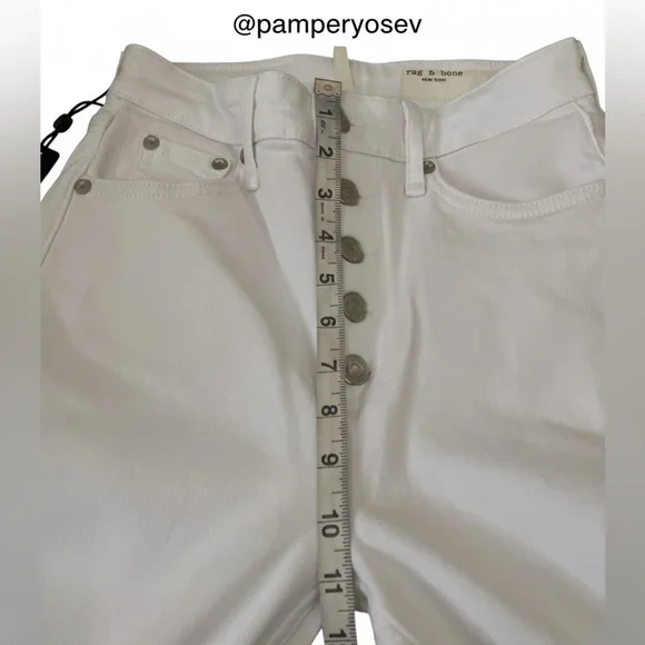 rag & bone Casey Exposed Button High Waist Ankle Flare Jeans (Optic White) - Picture 8 of 13